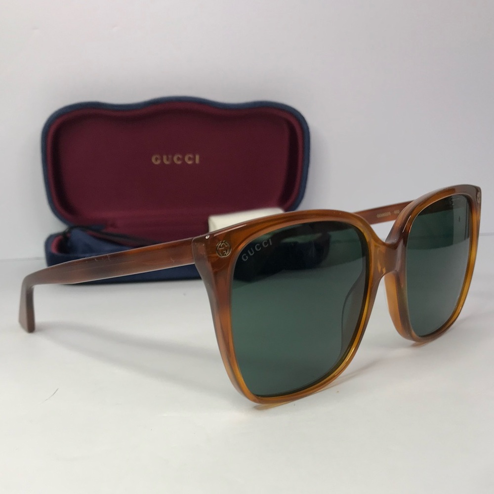 💯 - New Authentic Gucci Green Square Ladies Sunglasses GG0022S 002 57
